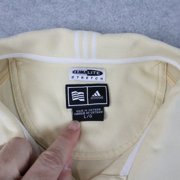 Adidas Golf Polo Shirt Mens Large Climalite Stretch Knit Yellow Short Sleeve - Picture 3 of 6
